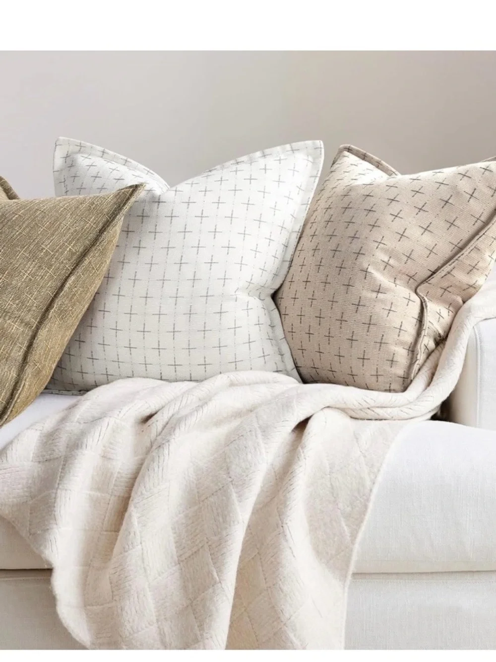 Farmhouse Rustic Boho Pillow Covers Large Square 26x26” (2-Pack) BEIGE